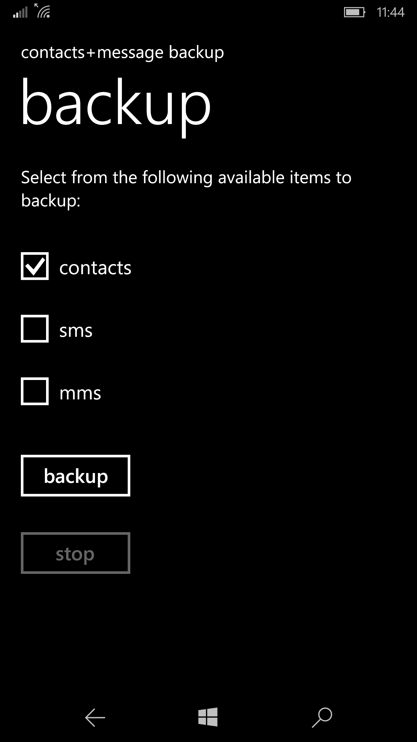 záloha kontaktů do offline Windows 10 Mobile